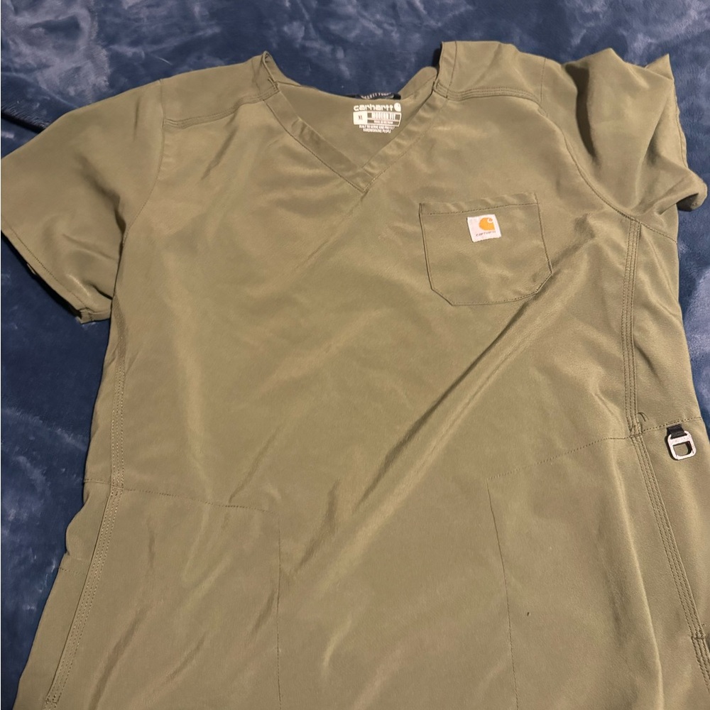 Carhartt Olive Scrub Top